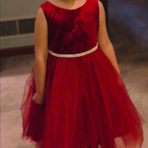 Red velvet and tool Christmas dress 5 t - Picture 1 of 5